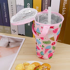 Linkidea Iced Coffee Cup Carrier Holder Compatible with Starbucks Venti and Trenta, Dunkin'Donuts, Oxford Cloth Drink Cooler Warmer Bag for 22oz - 32oz Coffee Beverage Drinks Cup, Pink