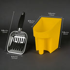 Linkidea Cat Litter Scooper with Holder, Stainless Steel Heavy Duty Metal Litter Scoop with Container, Fast Sifting for Clumping Litter for Easy and Efficient Cleaning