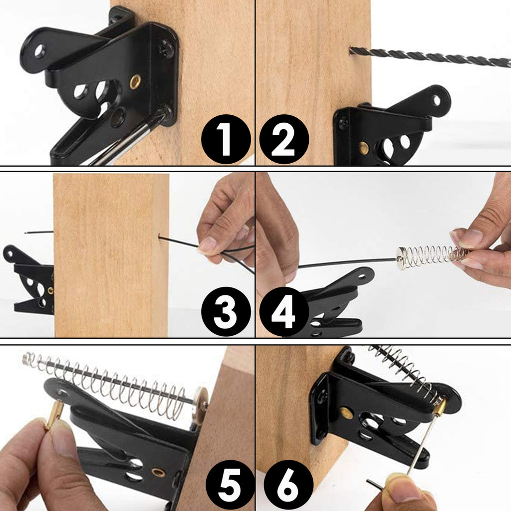 Linkidea Heavy Duty Gate Latch, Self Locking Gravity Latch with Adjustable Cable Pull for Easy Opening, Spring Loaded Fence Gate Lock for Garden, Pool, Yard, Metal & Wood Gates (Black)