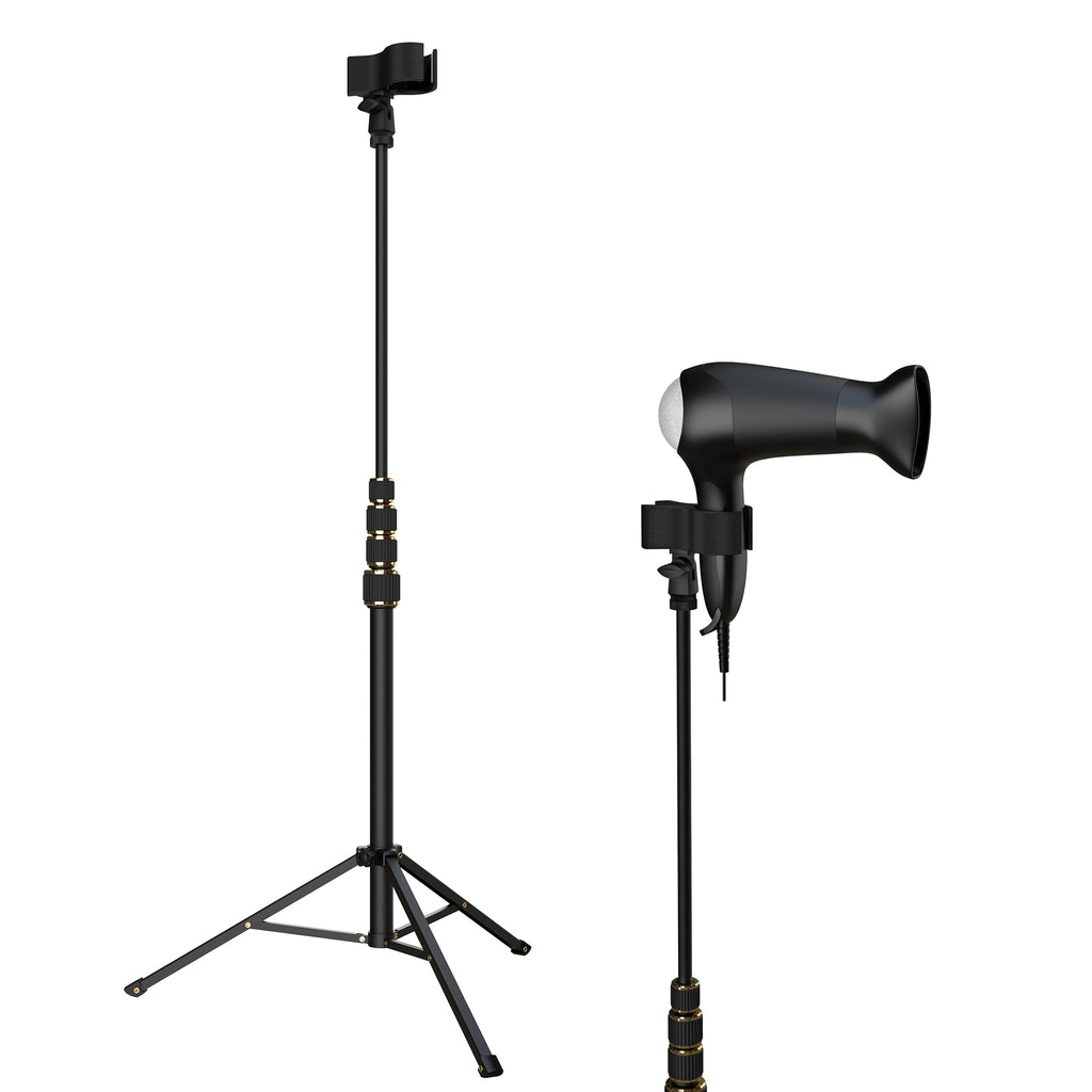 Hair Dryer Stand Hands Free, Heavy Duty 24 to 76 inches Adjustable Blow Dryer Holder with Non-Slip Tripod and Universal Clip for Salons and Home Use