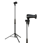 Hair Dryer Stand Hands Free, Heavy Duty 24 to 76 inches Adjustable Blow Dryer Holder with Non-Slip Tripod and Universal Clip for Salons and Home Use