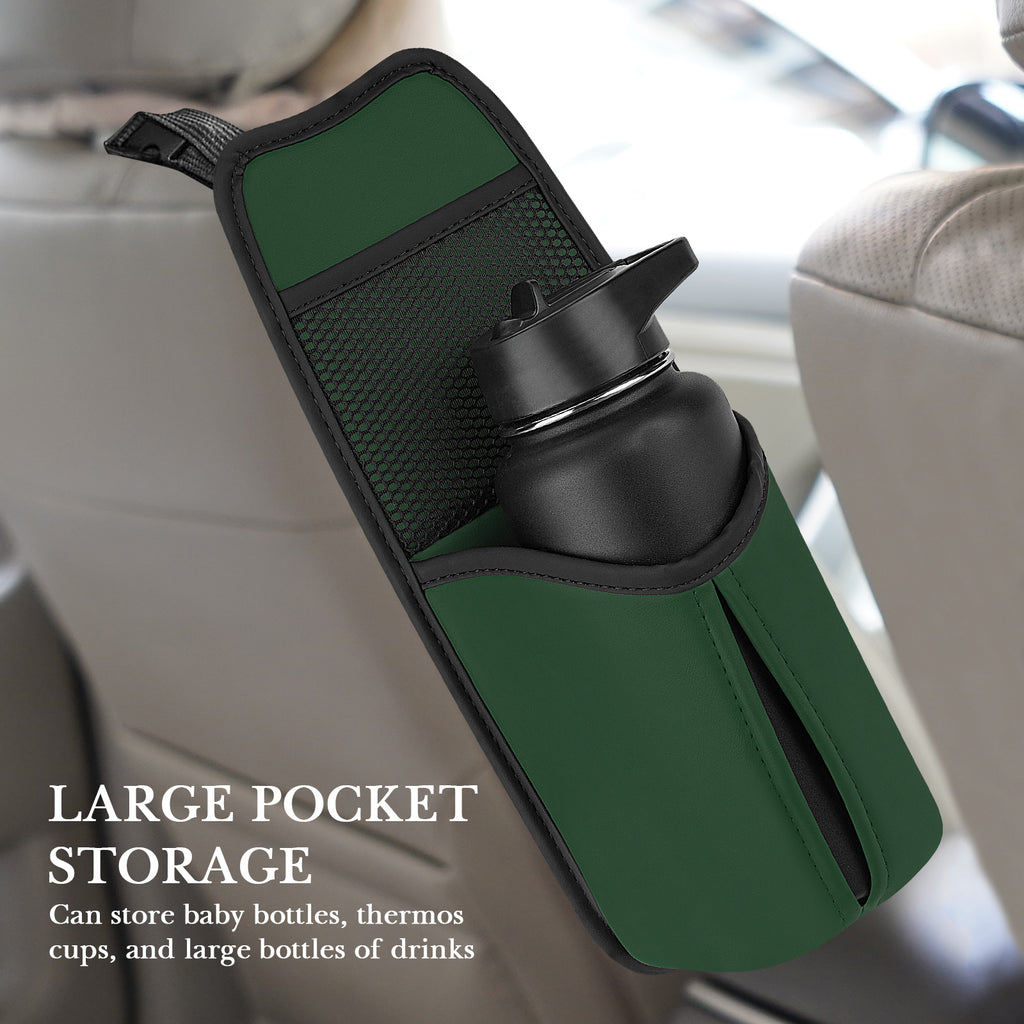 Linkidea Car Seat Side Water Bottle Organizer Compatible with YETI Rambler Bottle 26oz/36oz, Owala FreeSip 32oz/40oz, Vehicle Seat Side Storage Hanging Bag Holder for Large Bottles, Green