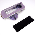 Extra Large Sunglasses Pouch Case, Vegan Leather Clear Sun Glasses Organizer Soft Bag Compatible with RB3026 RB3025 RB3689 FT0783 FT0783 FT0965 GG1422S GG1440S (XXL, Purple)