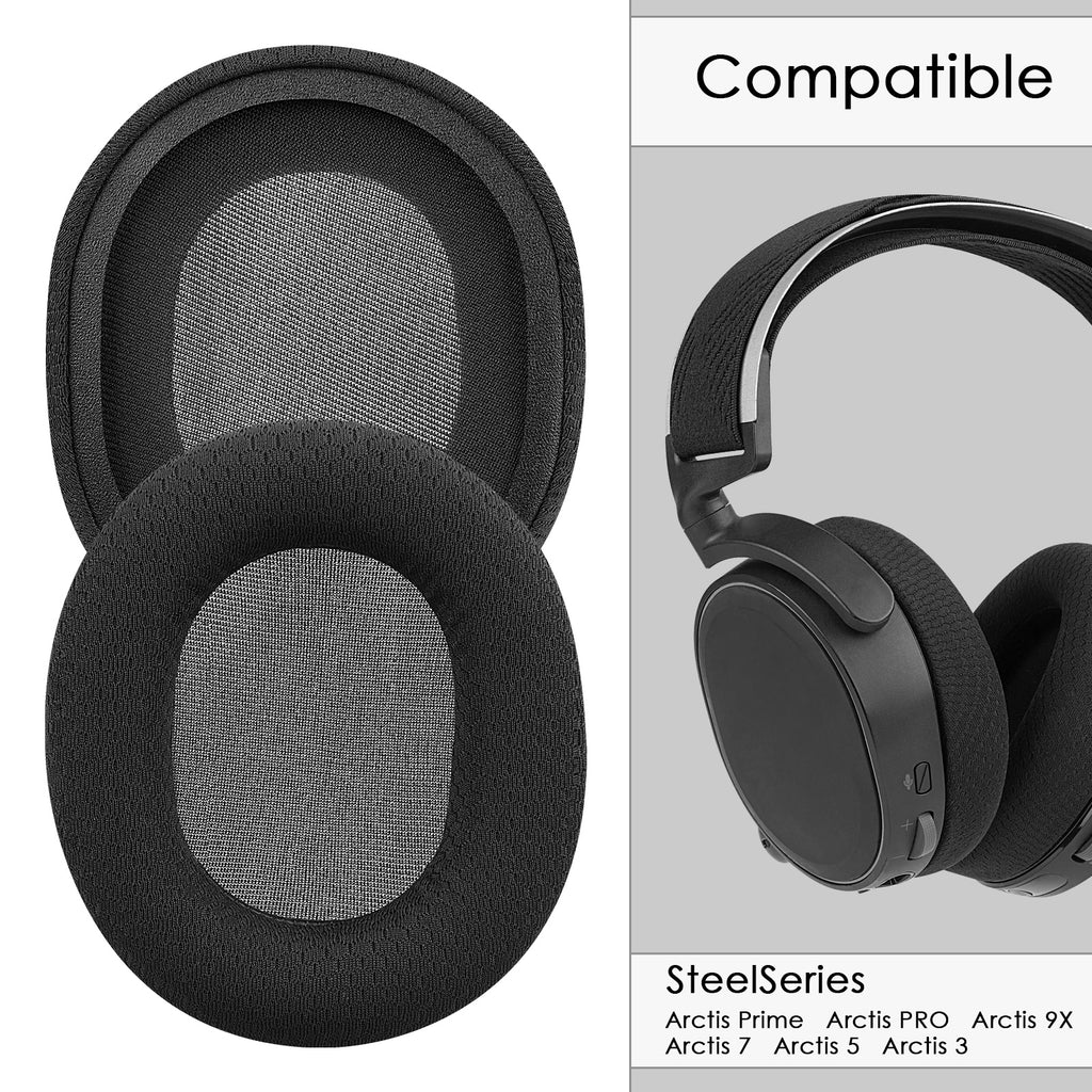 Replacement Ear Pads for SteelSeries Arctis Prime/PRO/9X/7/5/3 Headphones, Headset Earpads (Mesh Fabric / Black)