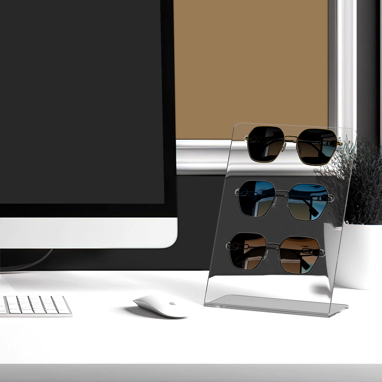 Extra Large Sunglasses Holder Stand, Clear Acrylic Eyewear Desk Display Organizer Compatible with Gucci GG0876S/GG0875S Balenciaga BB0201S/BB0166S