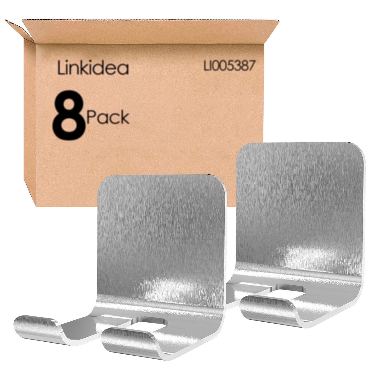 Linkidea 8 Pack Stainless Steel Shower Razor Holder Wall Mount, Self-Adhesive No-Drill Bathroom Shaver Hooks for Vikings Blade & Merkur Safety Razors (Silver)