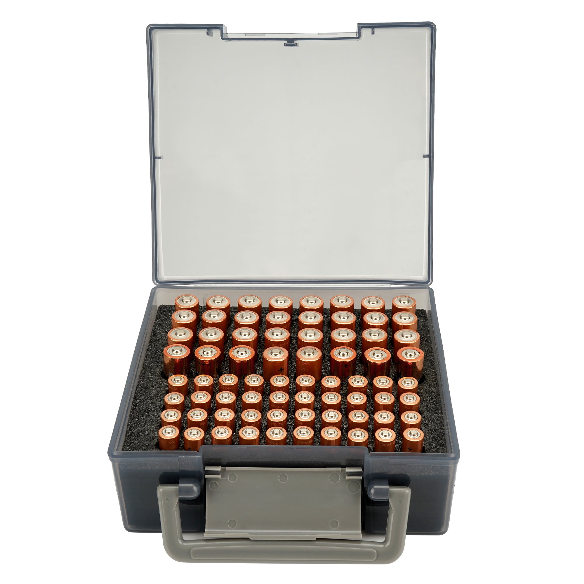 Linkidea Battery Organizer Storage Case with Handle, Single Battery Box Holds Batteries for 24 AA and 30 AAA, Large Capacity and Portable Battery Caddy (Black)