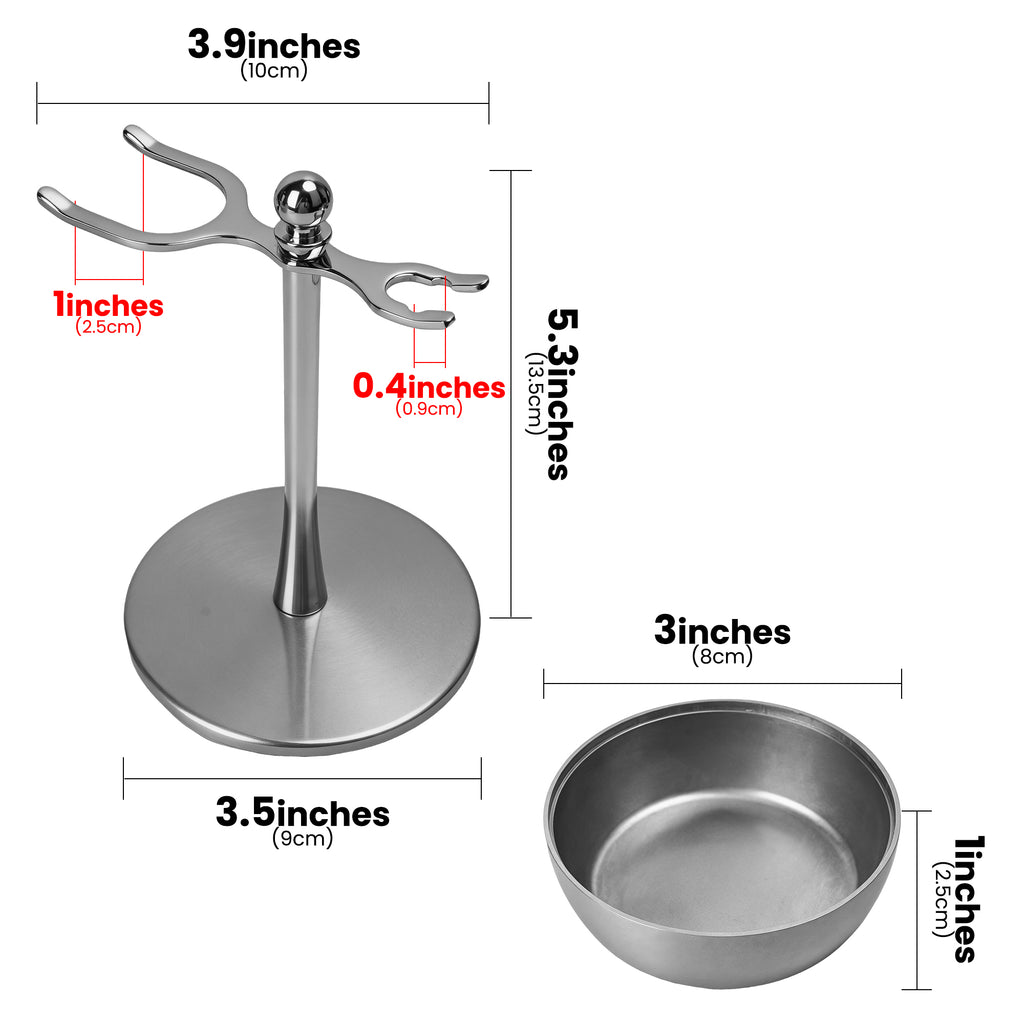 Linkidea Aluminum Alloy Razor and Brush Stand with Shaving Soap Bowl, Wet Shaving Holder Compatible with Merkur, Rockwell Double Edge Razors (Silver)