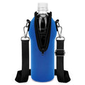 Linkidea Disposable Water Bottle Carrier with Strap Compatible with Smartwater 16.9/20Fl Oz, Insulated Neoprene Plastic Bottled Water Cover Holder with Clip for Backpack (Blue)