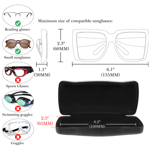 Extra Large Hard Shell Sunglasses Case, 2 Pack Oversized Sun Glasses Storage Organizer Compatible with DIOR Diorbay S1U Prada PR 59WS PR 63XS Gucci GG0595S GG0422S GG0879S