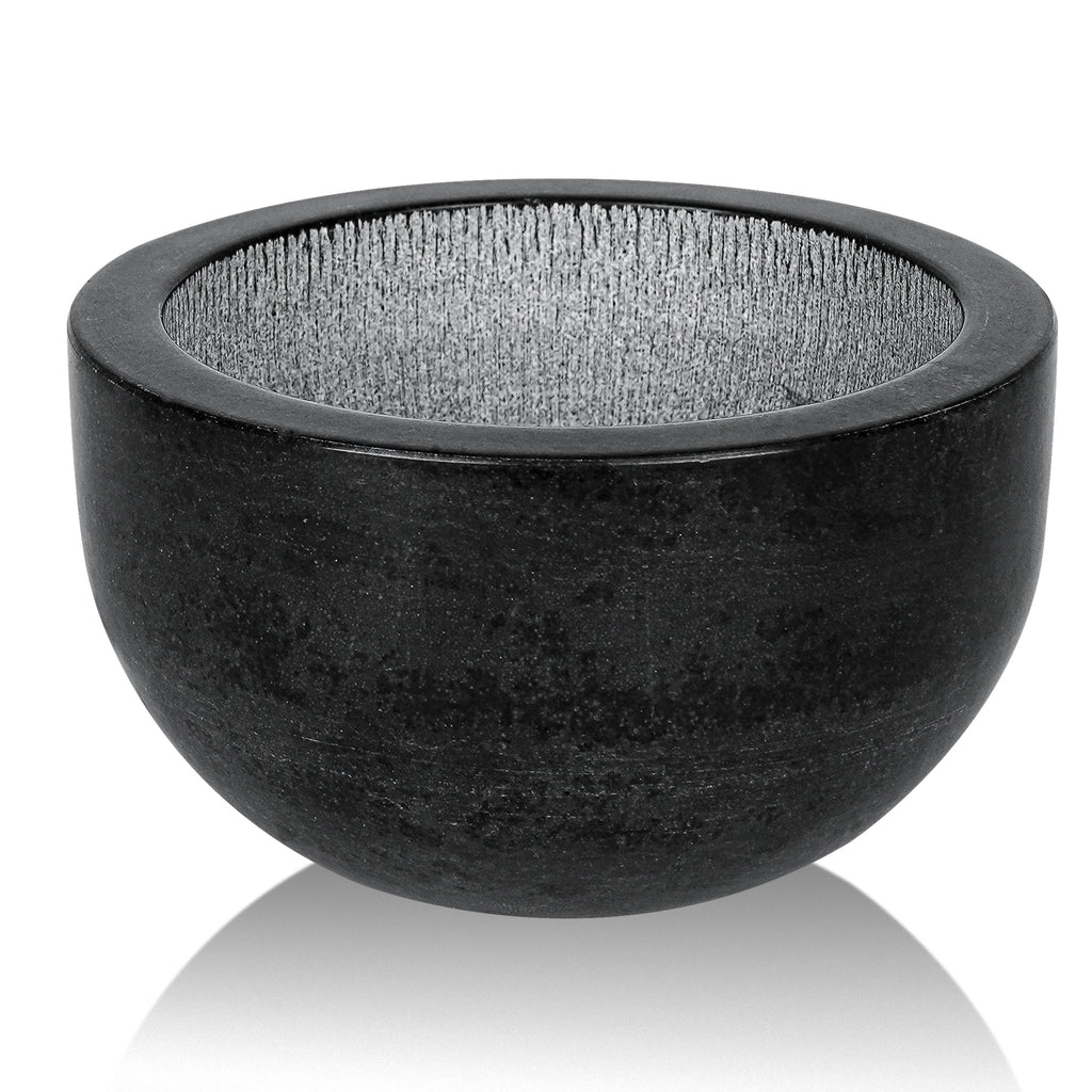 Linkidea Marble Shaving Soap Bowl, 100% Natural Marble with Interior Grooves for Maximum Lather, Heat Retaining Stone Provides a Luxurious Hot Shave Experience, Gift for Husband, Dad (Black)