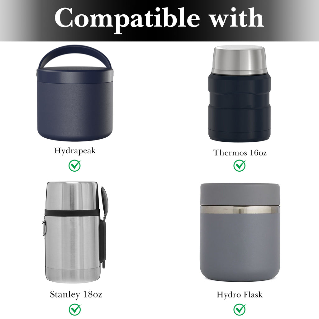 Linkidea Insulated Food Jar Storage Bag, Portable Drawstring Wrap with Hand Strap, Lunch Box Carrier for Food Can, Compatible with Thermos, Hydrapeak, Hydro Flask, Stanley (Black & White)