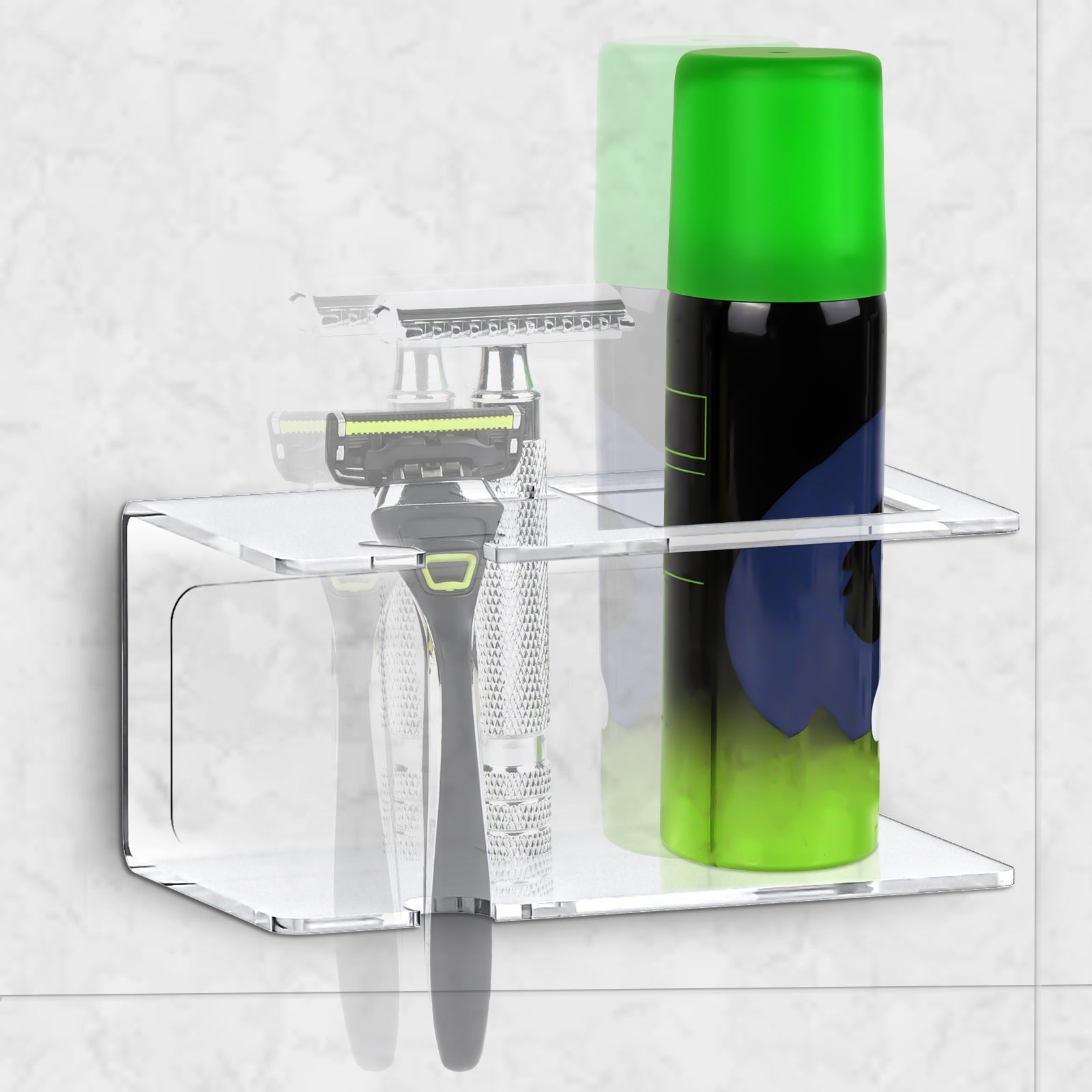 Linkidea Wall Mount Razor & Shaving Cream Holder, Shaver Gel Storage Organizer for Bathroom, Compatible with Vikings Blade Chieftain, Merkur Classic MK-23C (White)