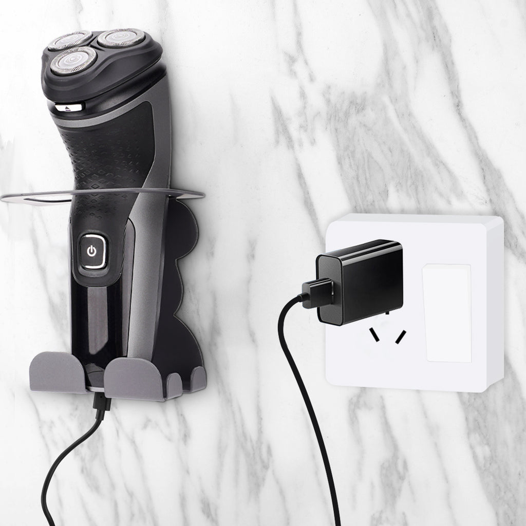 Linkidea Wall Mount Electric Razor Holder, Shaving Stand Compatible with Philips Norelco Shaver 3600, 2400, Series 7000, Bathroom Shaver Accessory Storage Holder (Grey)