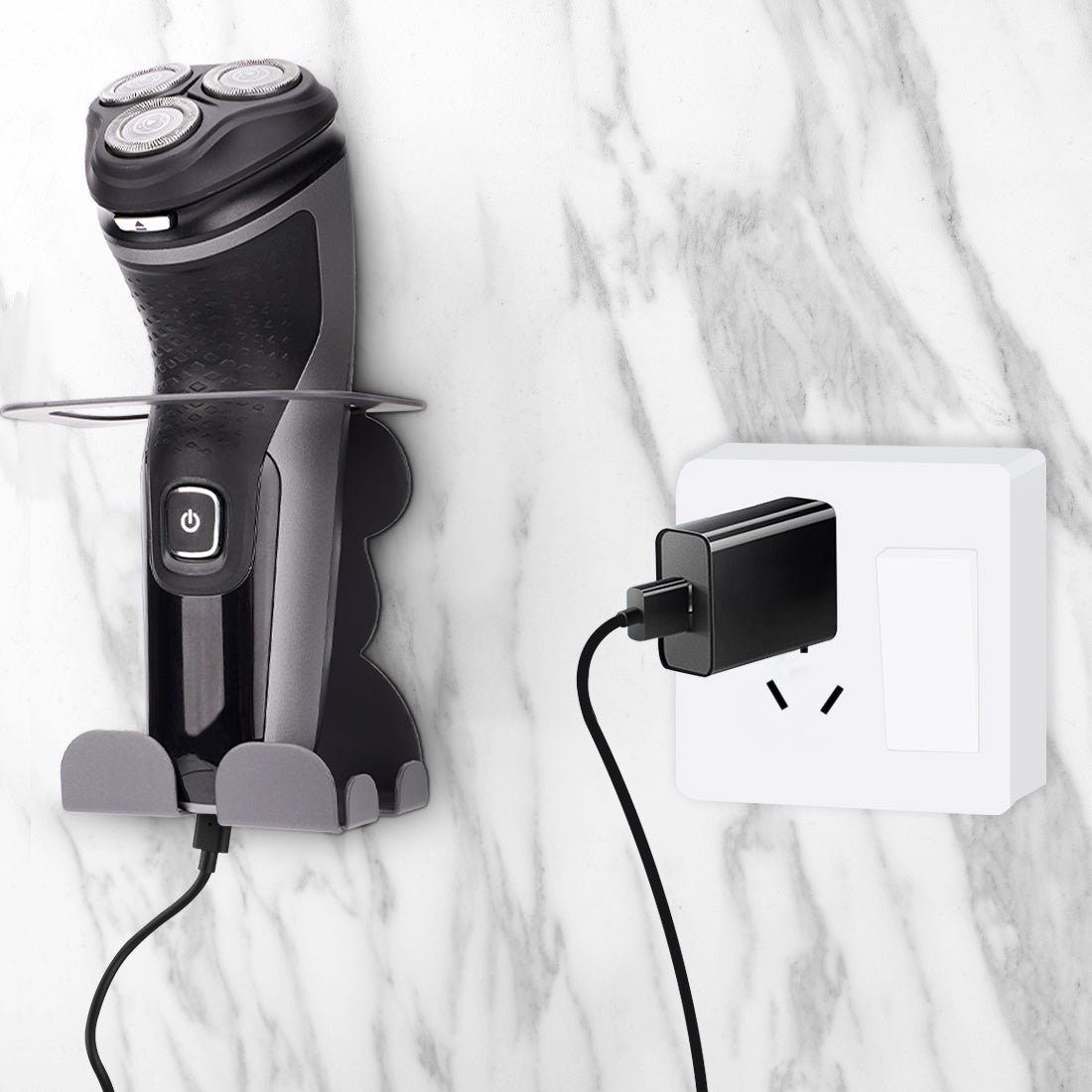 Linkidea Wall Mount Electric Razor Holder, Shaving Stand Compatible with Philips Norelco Shaver 3600, 2400, Series 7000, Bathroom Shaver Accessory Storage Holder (Grey)