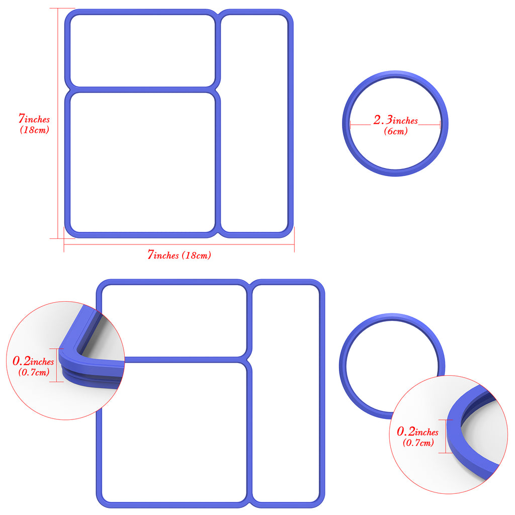 Linkidea 4 Pcs Silicone Seal Replacement, Exact Fit Lid Seal Gasket Compatible with OmieBox, Leakproof Food Safe Parts & Accessories for Bento Box (Blue)