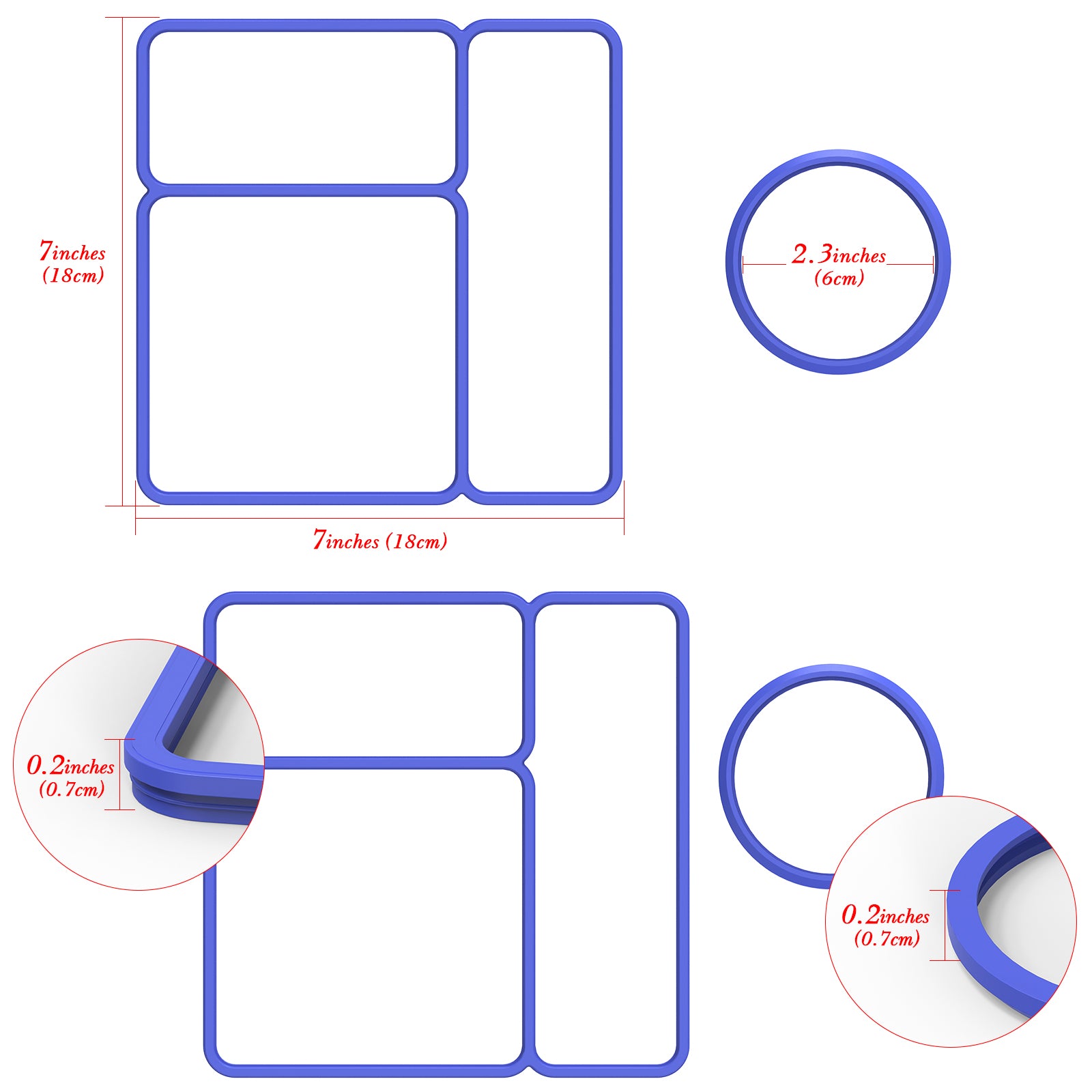Linkidea 4 Pcs Silicone Seal Replacement, Exact Fit Lid Seal Gasket Compatible with OmieBox, Leakproof Food Safe Parts & Accessories for Bento Box (Blue)