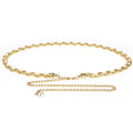 Plus Size Chain Belt for Women, Gold and White Faux Small Pearl Waist Belt, 51 Inch Adjustable Extra Long Body Decorate for Dresses, Party, Casual Wear, Fashion Jewelry Accessory
