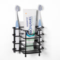 Linkidea Toothbrush Holder for Shower, Stainless Steel Brush Stand, Countertop/Wall Mount 3 Slots Organizer Compatible with Colgate Extra Clean, Oral-B CrossAction Manual Toothbrush (Black)