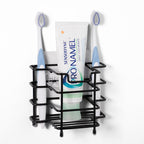 Linkidea Toothbrush Holder for Shower, Stainless Steel Brush Stand, Countertop/Wall Mount 3 Slots Organizer Compatible with Colgate Extra Clean, Oral-B CrossAction Manual Toothbrush (Black)