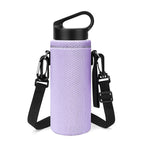 Linkidea Water Bottle Carrier with Shoulder Strap Compatible with Hydroflask Standard Mouth 18oz, CamelBak Carry Cap 20oz,Waterbottle Sling Bag Holder (Light Purple)