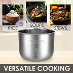 Linkidea Rice Cooker Inner Pot Replacement, 304 Stainless Steel Pressure Cooker Pot, Dishwasher Safe Inner Compatible with Crock Pot Model SCCPPC800-V1, Express 8qt xl (8 QT, Silver)