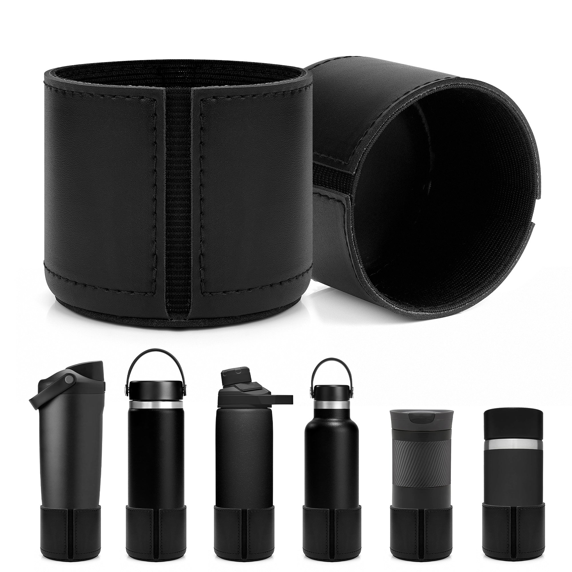 Linkidea 2 Pack Vegan Leather Water Bottle Boot Compatible with Contigo Byron 16oz, Owala FreeSip Twist Bottle 18oz, SM, Universal 2.7"(6.8cm) - 2.9"(7.3cm) Bottle Bottom Bumper Protector