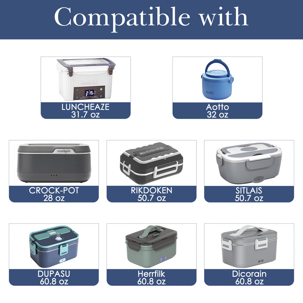 Linkidea Electric Lunch Box Carrying Case Compatible with Crock Pot, DUPASU, Aotto, LUNCHEAZE, Hard Shell Heated Lunch Box Bag with Space for Cable (Blue)