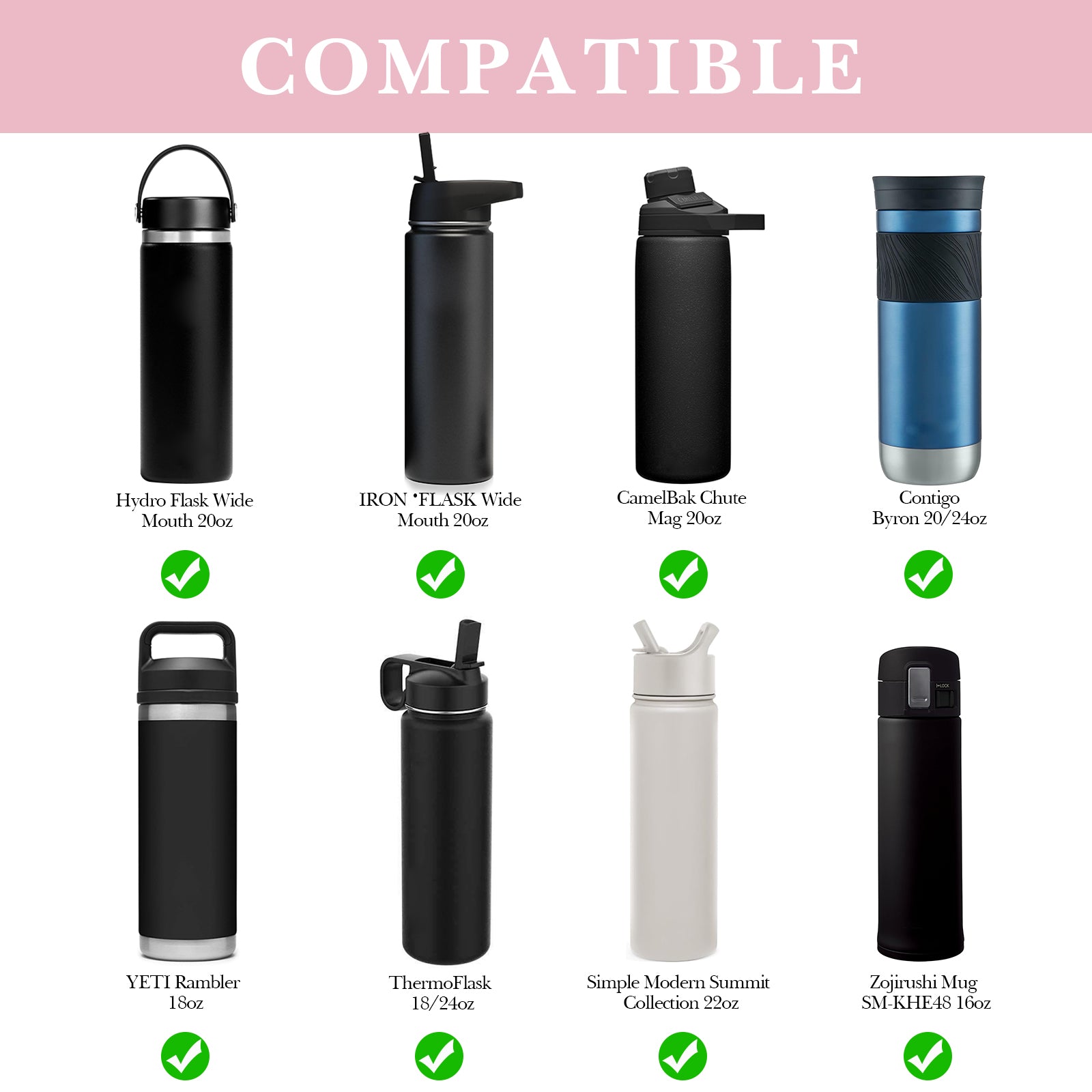 Linkidea Water Bottle Carrier with Strap Compatible with Simple Modern Summit Collection 22oz, Hydro Flask Wide Mouth, Waterbottle Sling Bag Holder with Shoulder Strap (Pink)