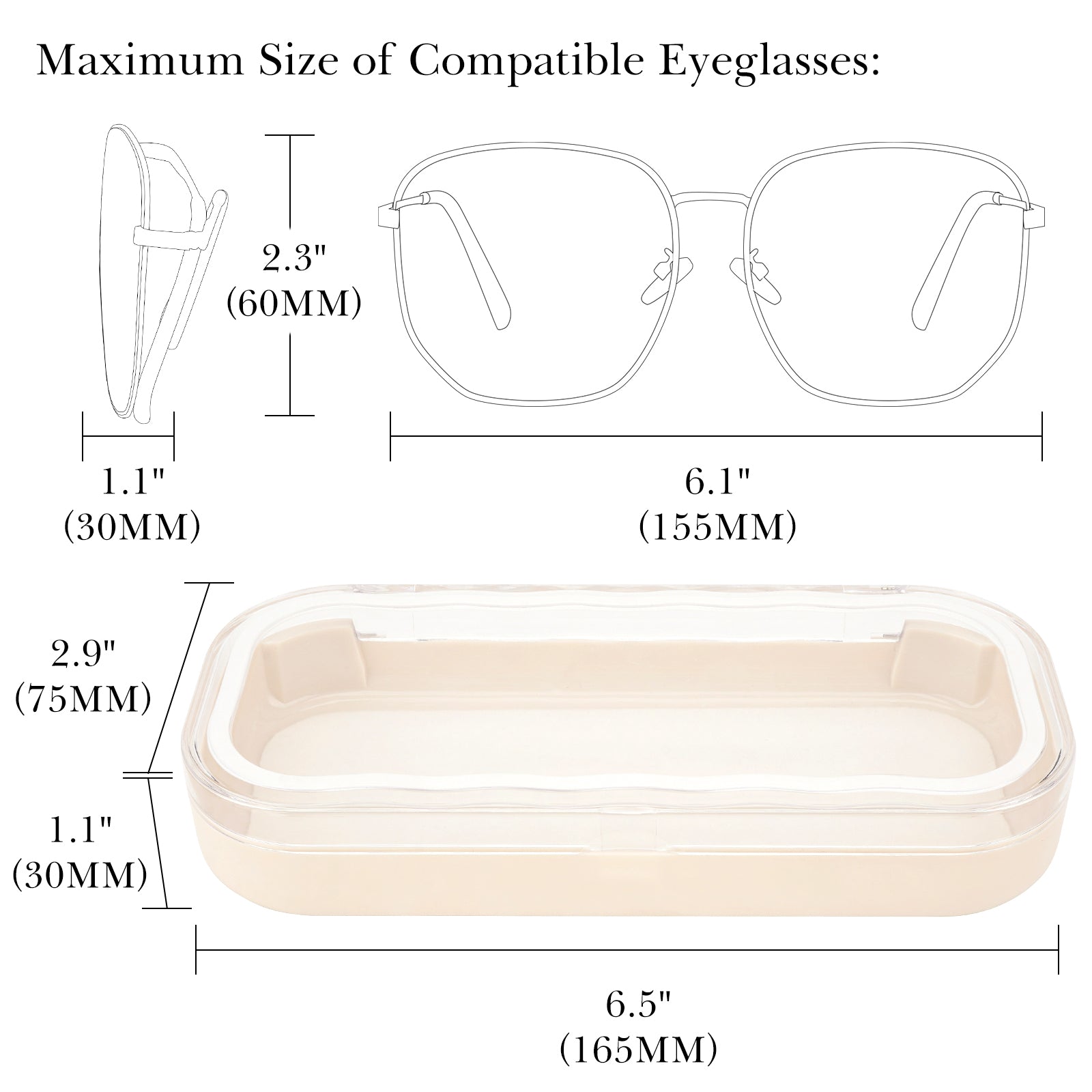 Hard Shell Reading Eyeglasses Case, Clear Plastic Portable Eyewear Display Storage Case for Nightstand Office Desk Organizer