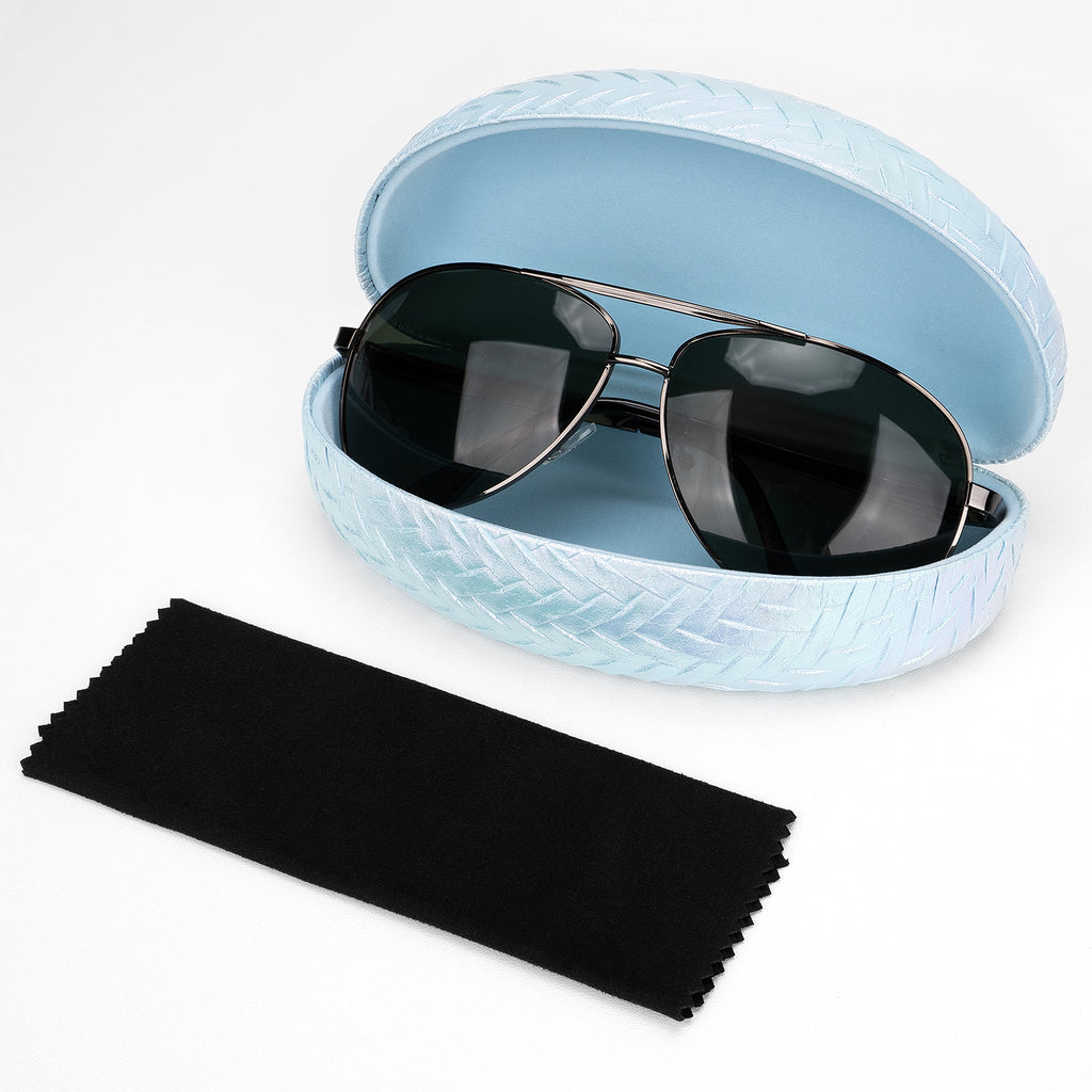 Extra Large Hard Shell Sunglasses Case, Oversized Sun Glasses Storage Organizer Compatible with RB4401D RBS0101S RB8097 RB8089 PO3352S PO3328S PO3311S (XXL, Blue)