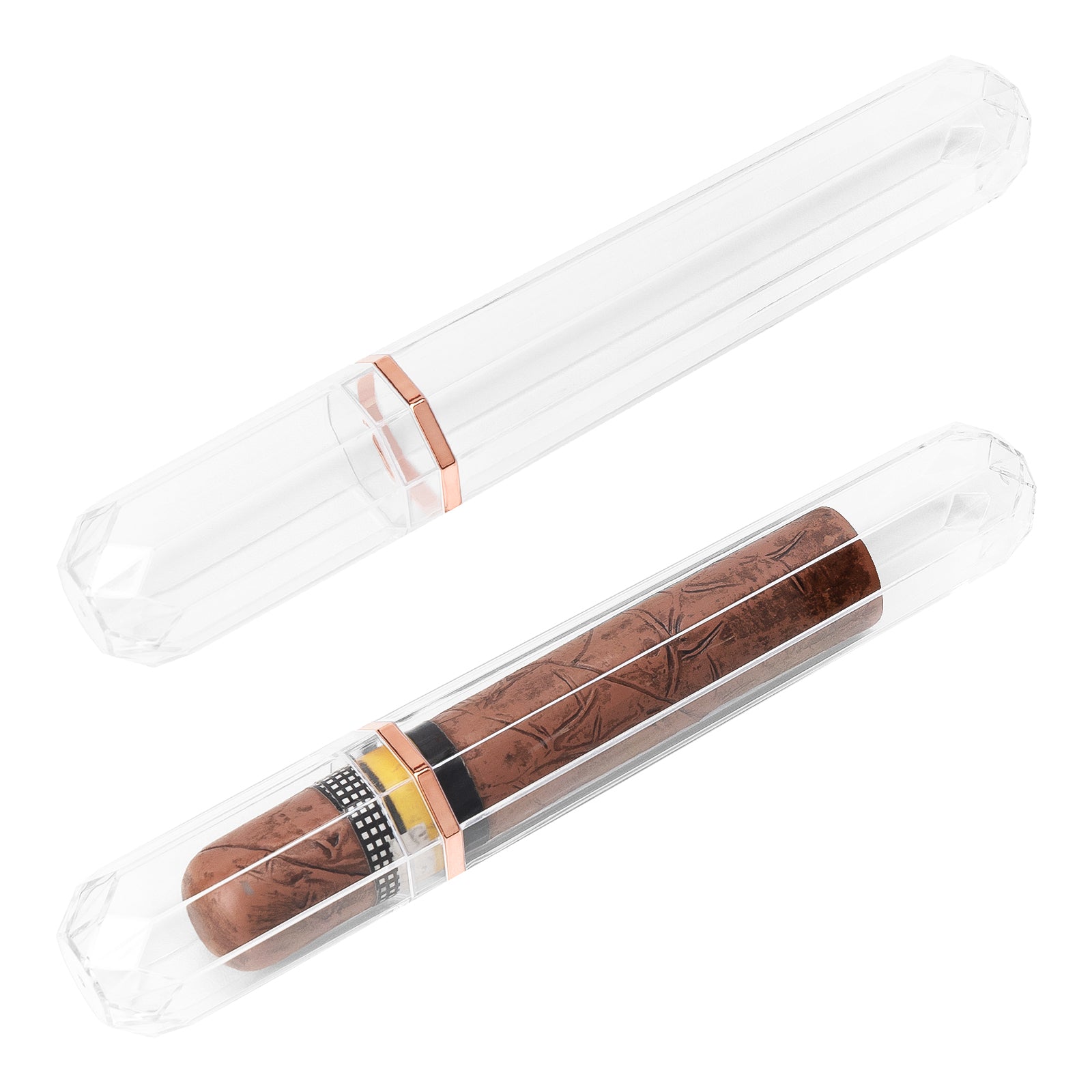 Linkidea 2 Packs Plactic Transparent Cigar Holder Case, Men's Cigar Tube Airtight Single Tube, Portable Pocket Cigar Tubes with Caps
