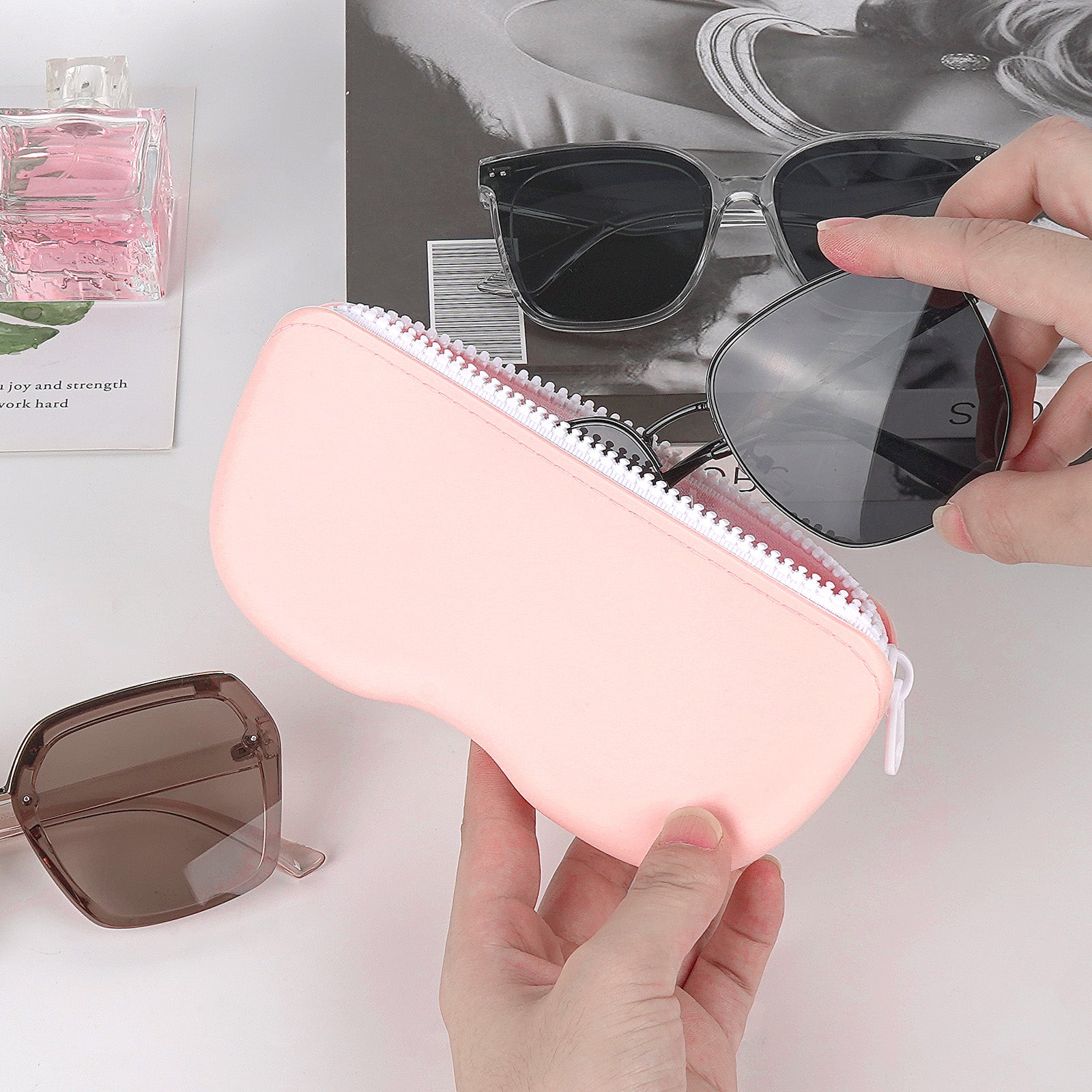 Linkidea Oversized Sunglasses Pouch, 2 Pack Large Frame Glasses Pouch for Sunglass, Eyeglasses Travel Bag Compatible with Persol Square/Aviator Rayban New Wayfarer Various Brand Models