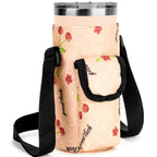 Linkidea Tumbler Carrier with Strap Compatible with YETI Rambler Tumbler 20oz, IRON °FLASK Classic Tumbler 2.0 20/24oz, Coffee Mug Sling Bag Holder, Shoulder Strap with Pocket, Cherry