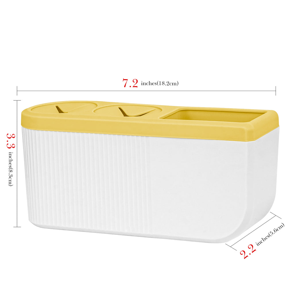 Linkidea Wall Mount Electric Toothbrush Holder for Bathroom, Power Toothbrush Hanger, Self Adhesive 2 Slots Tooth Brush Organizer Compatible with Oral-B iO Series, Philip Sonicare 4100 (Yellow)