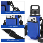 Linkidea Water Bottle Carrier with Strap Compatible with YETI Rambler Bottle 18oz, Yonder Bottle 600ml/20oz, Waterbottle Sling Bag Holder, Shoulder Strap with Phone Pocket (Blue)