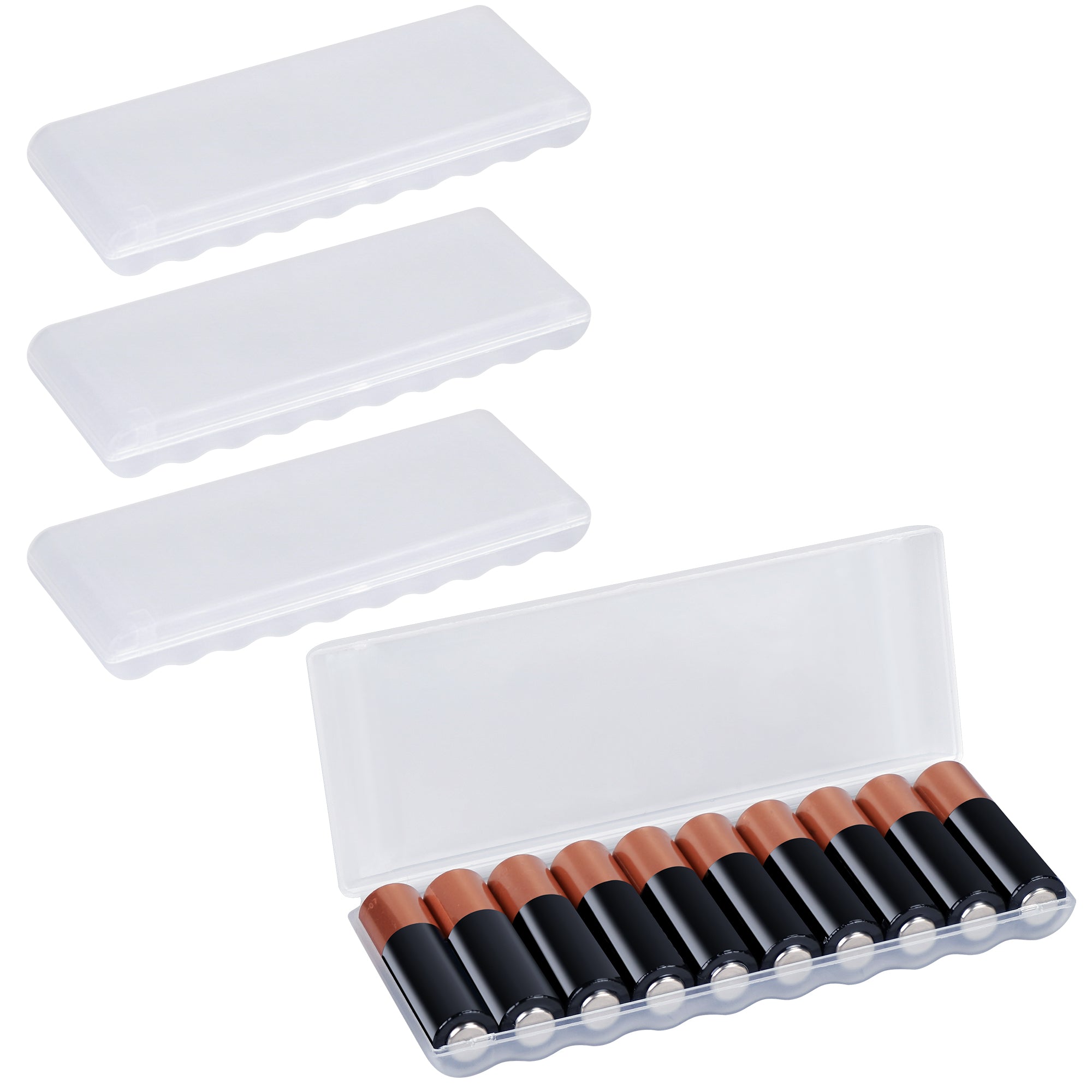 Linkidea 4 Pack AA Battery Storage Organizer Box, Holds 10 AA Batteries, Pocket Portable Battery Case, Compact Battery Holder for Travel (Clear)