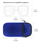 Linkidea Oversized Sunglasses Case 2 Pack, Large Frame Glasses Case for Sunglasses, Eyeglasses Travel Bag Compatible with QUAY NIGHTFALL/HIGH KEY TWIST Ray-Ban Aviator Max (Blue)