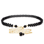 Plus Size Waist Belt for Women, 30-40 Inch Stretchable Chunky Body Chain, Black Pearl Adjustable Fashion Jewelry Accessory