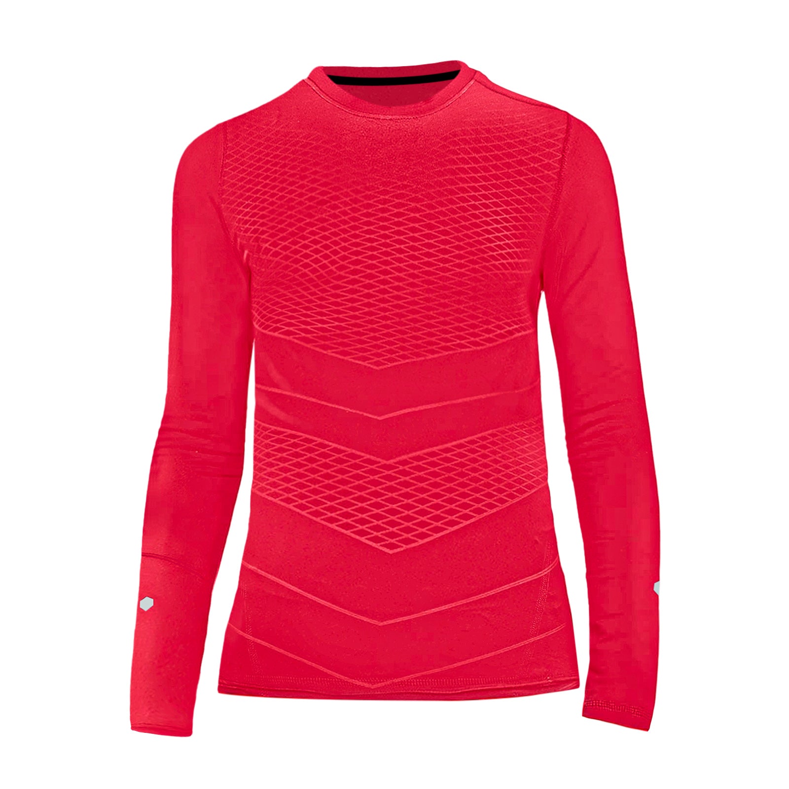 Soccer Compression Shirt for Kids, Breathable Moisture Wicking Long Sleeve Undershirt, Athletic Performance Base Layer Cold Weather Shirts for Child Age 14 - 15 (Red, Size L)