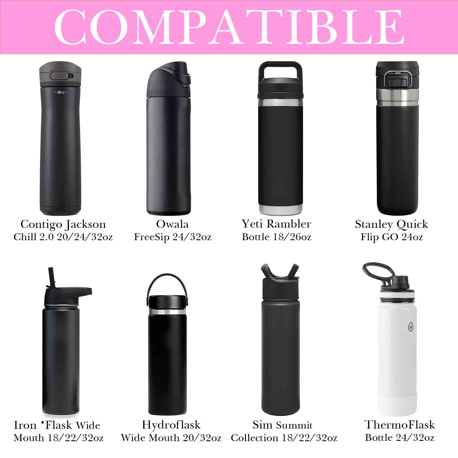 Linkidea Water Bottle Carrier with Strap Compatible with YETI Rambler Bottle 18oz, Owala FreeSip 24oz, Lightweight Waterbottle Sling Bag Holder with Shoulder Strap for Travel, Pink