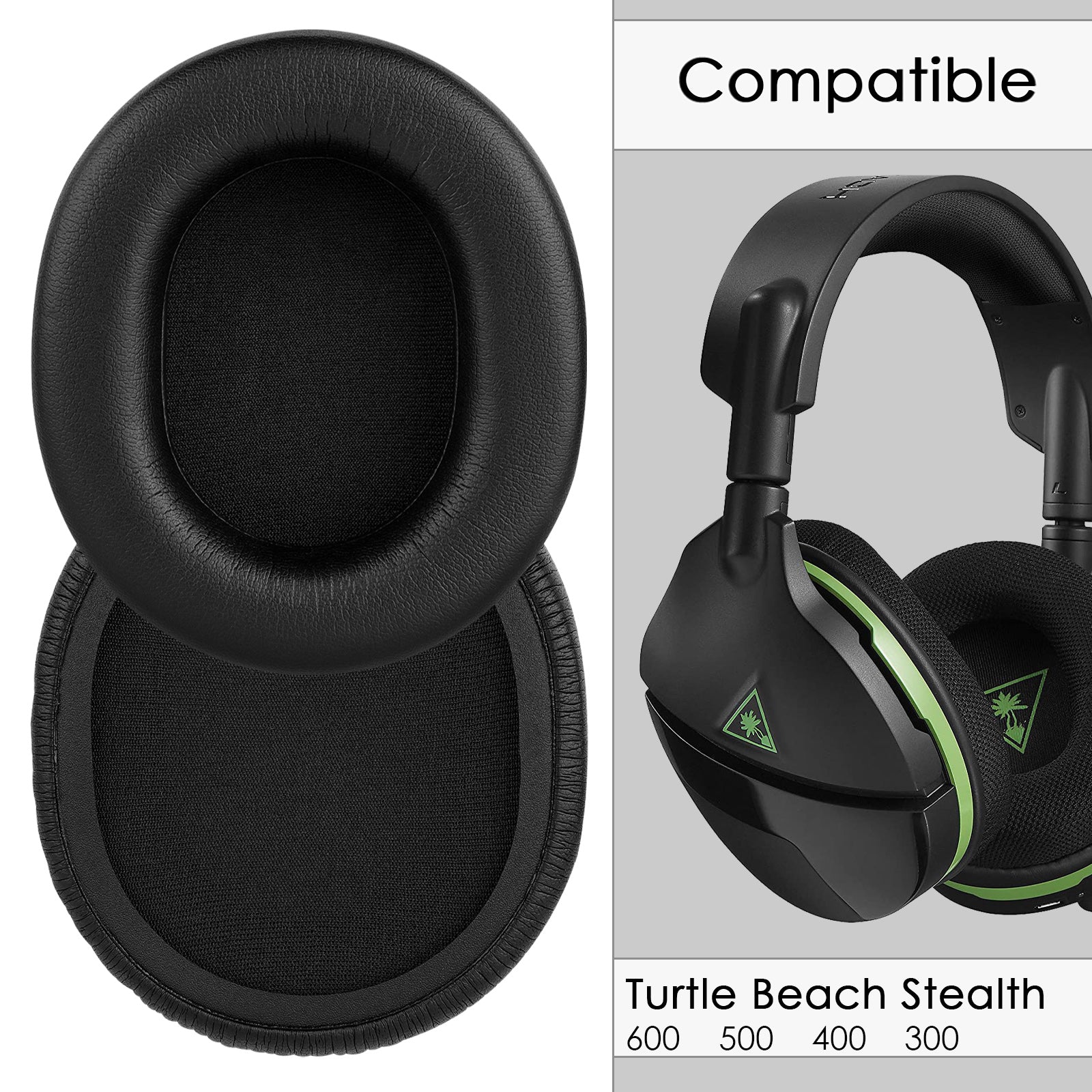 LinkIdea Replacement Ear Pads for Turtle Beach Stealth 600/ 500/ 400/ 300 Headphones Ear Cushions, Headset Earpads ( Protein Leather / Black )