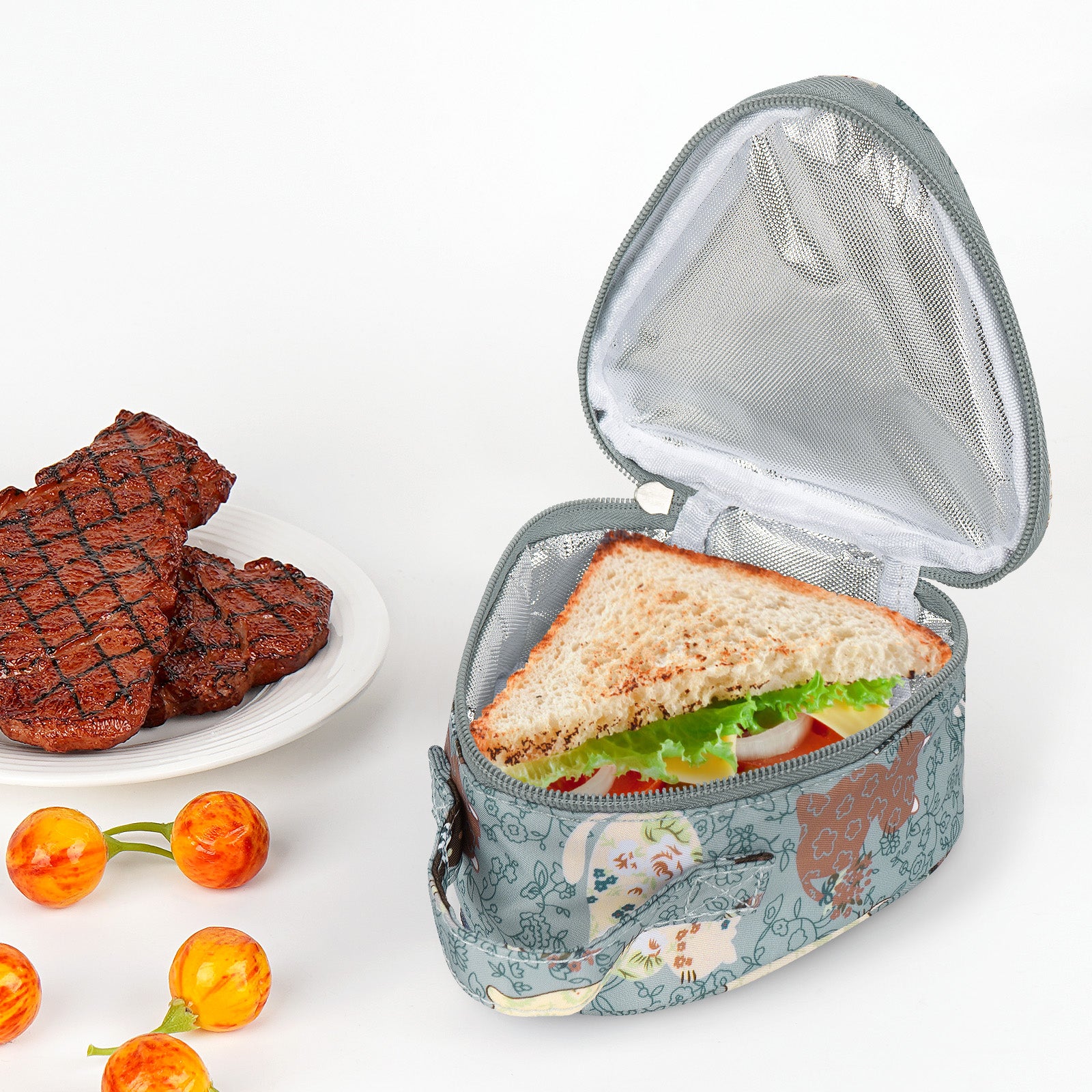 Linkidea Small Reusable Sandwich Bags, Insulated Snacks Storage Bag for Sandwich, Lightweight Leakproof Outdoors Lunch Box for Women (Blue)