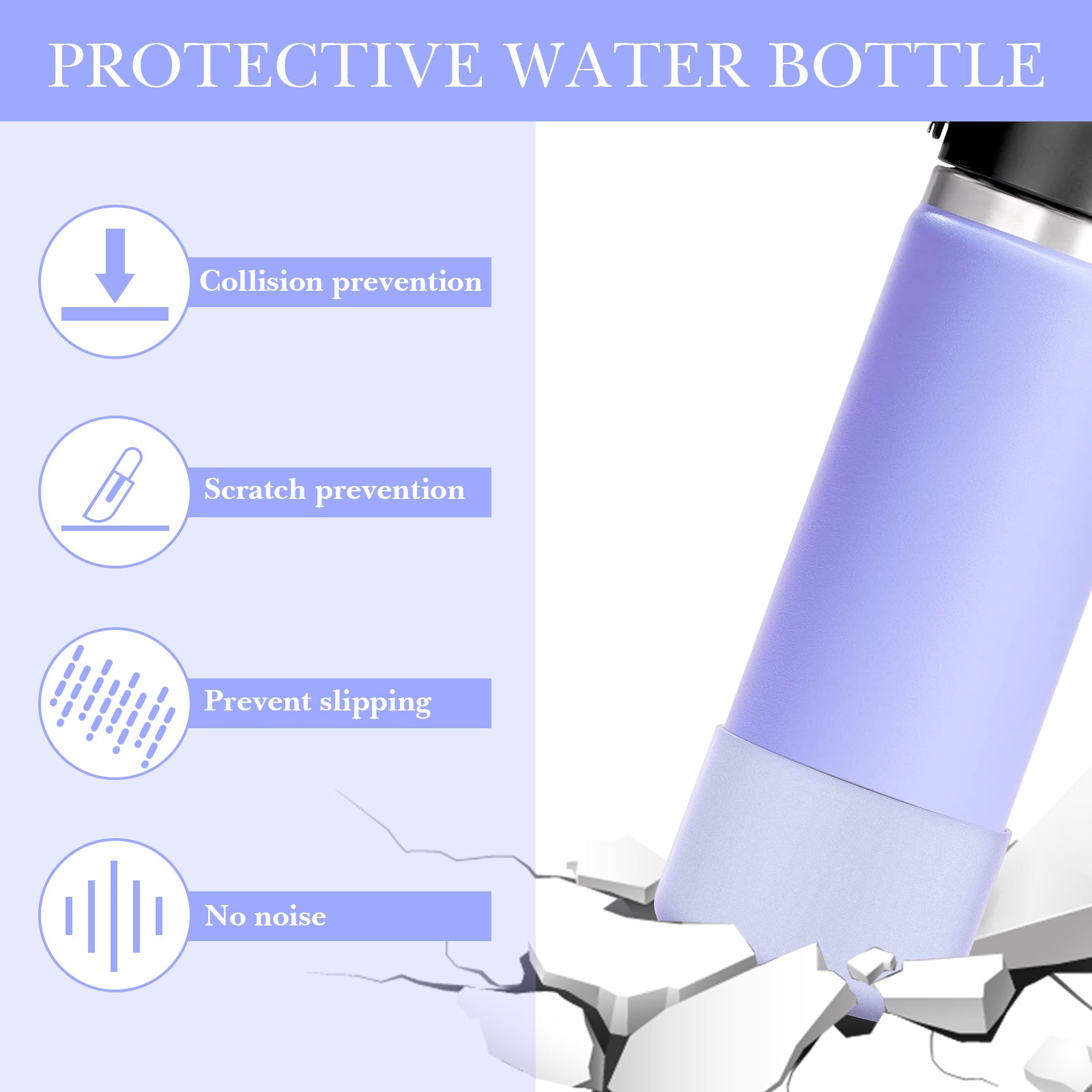Linkidea 2 Pack Water Bottle Boot Compatible with Hydro Flask Wide Mouth 12oz/14oz/16oz/18oz/20oz, Silicone Bottle Bottom Sleeve Bumper Protector (Fog)