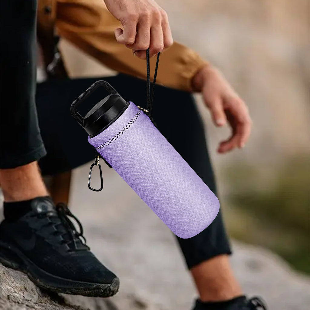 Linkidea Neoprene Water Bottle Carrier with Strap Compatible with YETI Rambler Bottle 18oz/26oz, Yonder 25oz, Insulated Waterbottle Sling Bag with Shoulder Strap, Light Purple
