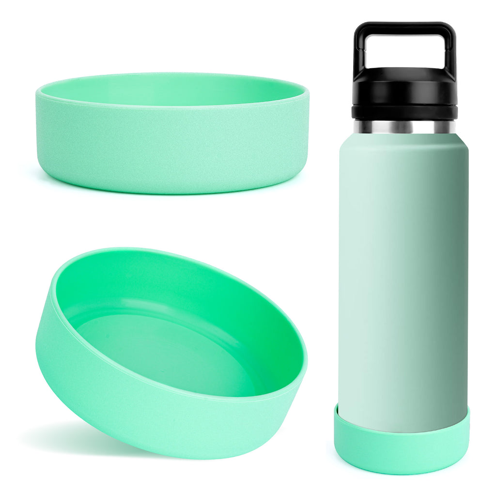Linkidea 2 Pack Water Bottle Boot Compatible with YETI Rambler Bottle 26oz, Yonder 34oz, Silicone Anti-Slip Bottle Bottom Sleeve Bumper Protector (Light Green)