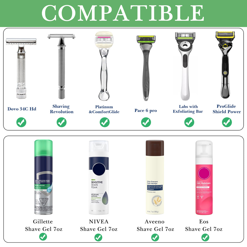 Linkidea Wall Mount Razor & Shaving Cream Holder for Bathroom & Shower, Self-Adhesive Shaver & Gel Storage Rack, Compatible with Vikings Blade Chieftain, Merkur Classic MK-23C (Black)