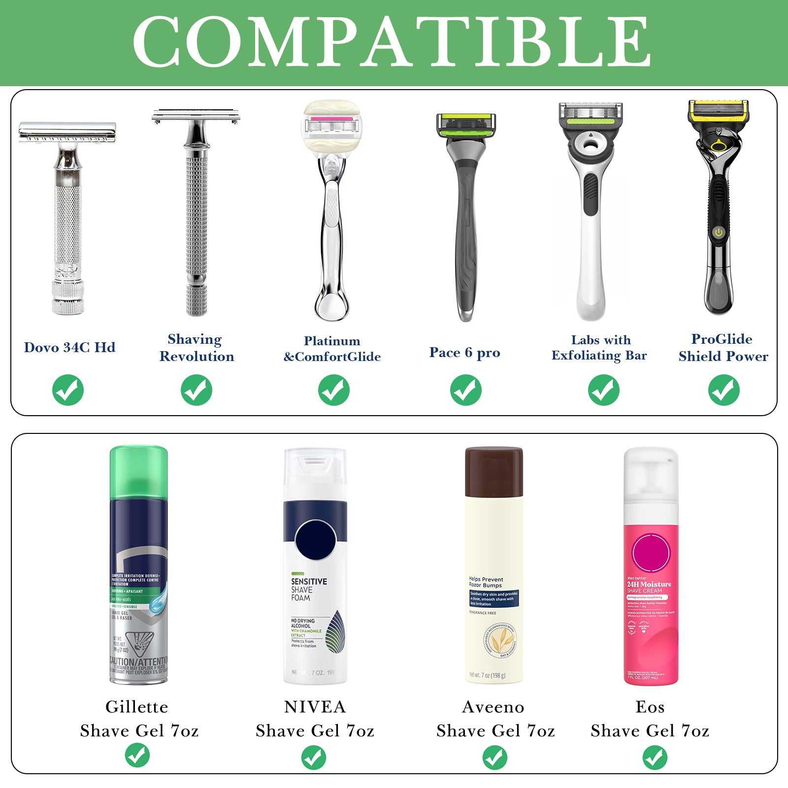 Linkidea Wall Mount Razor & Shaving Cream Holder for Bathroom & Shower, Self-Adhesive Shaver & Gel Storage Rack, Compatible with Vikings Blade Chieftain, Merkur Classic MK-23C (Black)