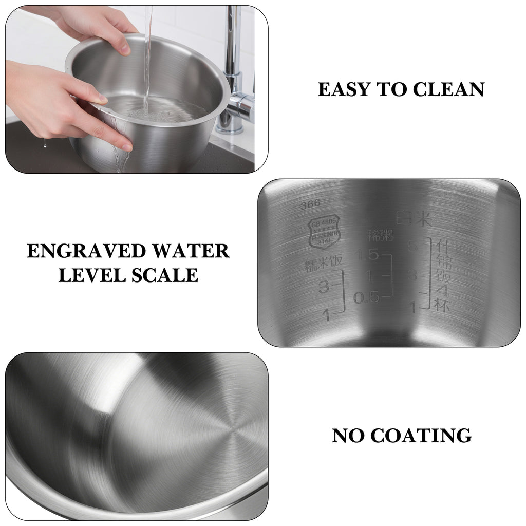 Linkidea Rice Cooker Stainless Steel Inner Pot Compatible with Tiger JBV-A10U, JBV-S10U, JBX-B10R, JBX-B10U, Dishwasher Safe, No Coating Replacement Bowl