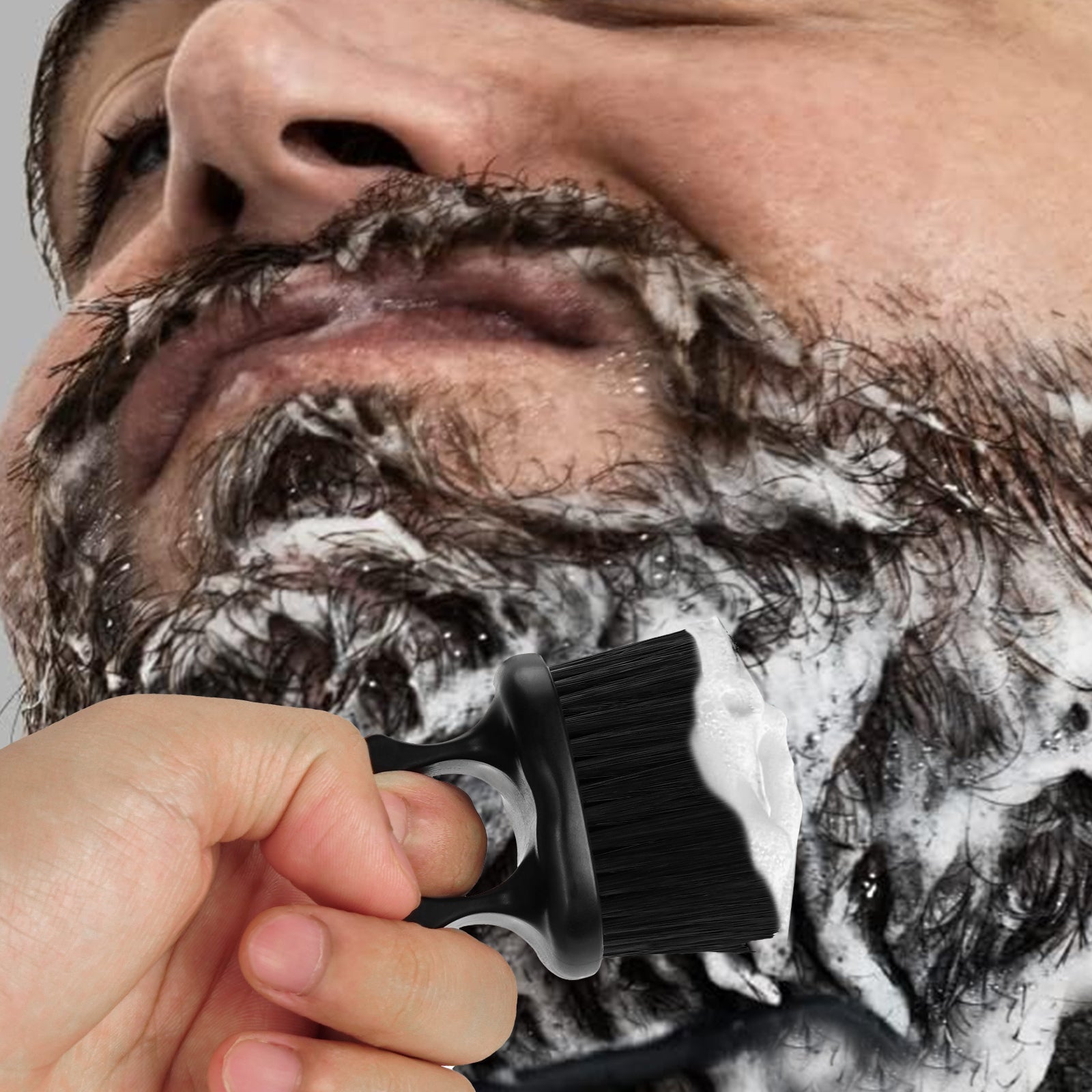 Linkidea 4 Pack Mens Beard Comb Set, Beard Brush with Comb, Portable Travel Ring Beard Brush for Great Gifts (Black)